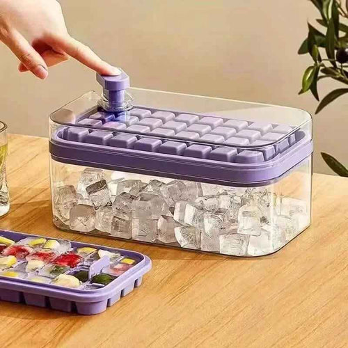 101oz. Ice Cube Tray Set - 64 Pcs Silicone Ice Cube Tray With Lid & Bin