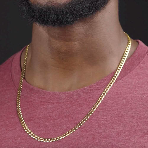 10k Yellow Gold 5MM Curb Chain Cuban Link Necklace 18"