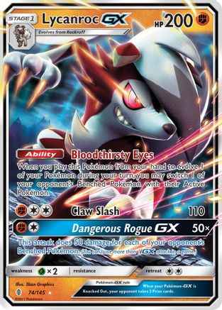 Lycanroc GX 074/145 - SM  Guardians Rising Holofoil