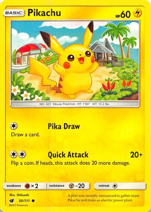 Pikachu 030/111 - SM  Crimson Invasion Reverse Holofoil