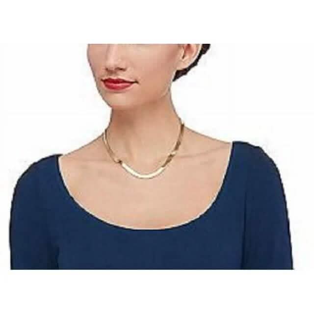 14K Gold High Polish Finish Flat Herringbone Chain Necklace