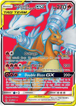 Reshiram & Charizard GX (Full Art) 194/214 - SM  Unbroken Bonds Holofoil
