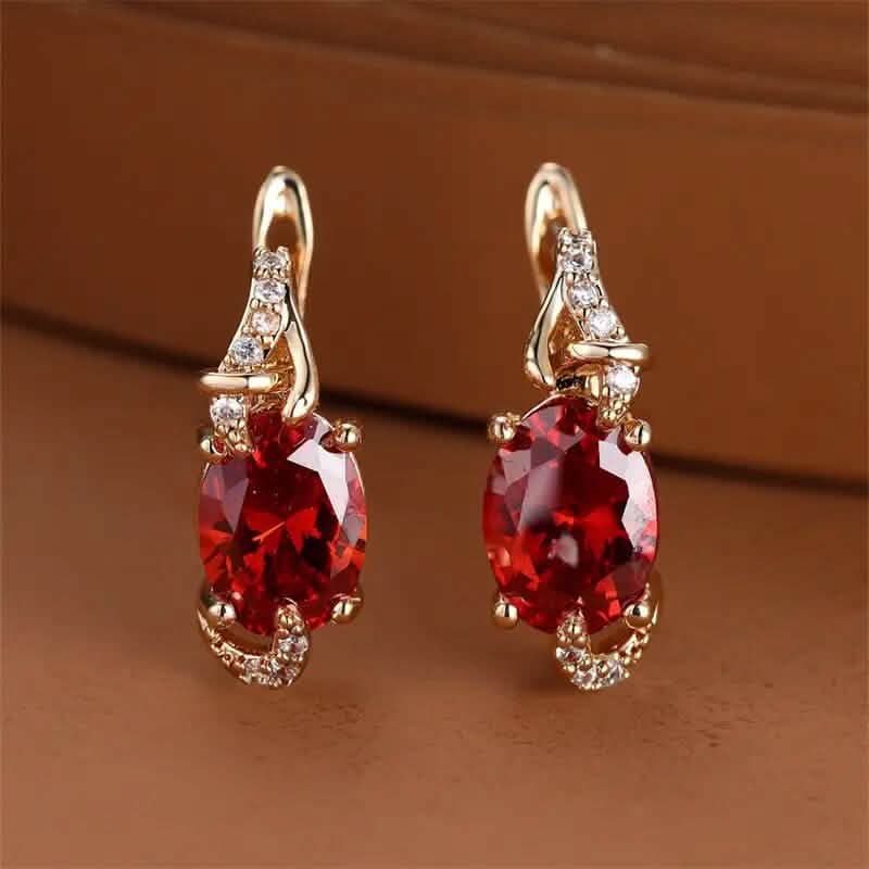 18K Gold Stone Stud Earrings