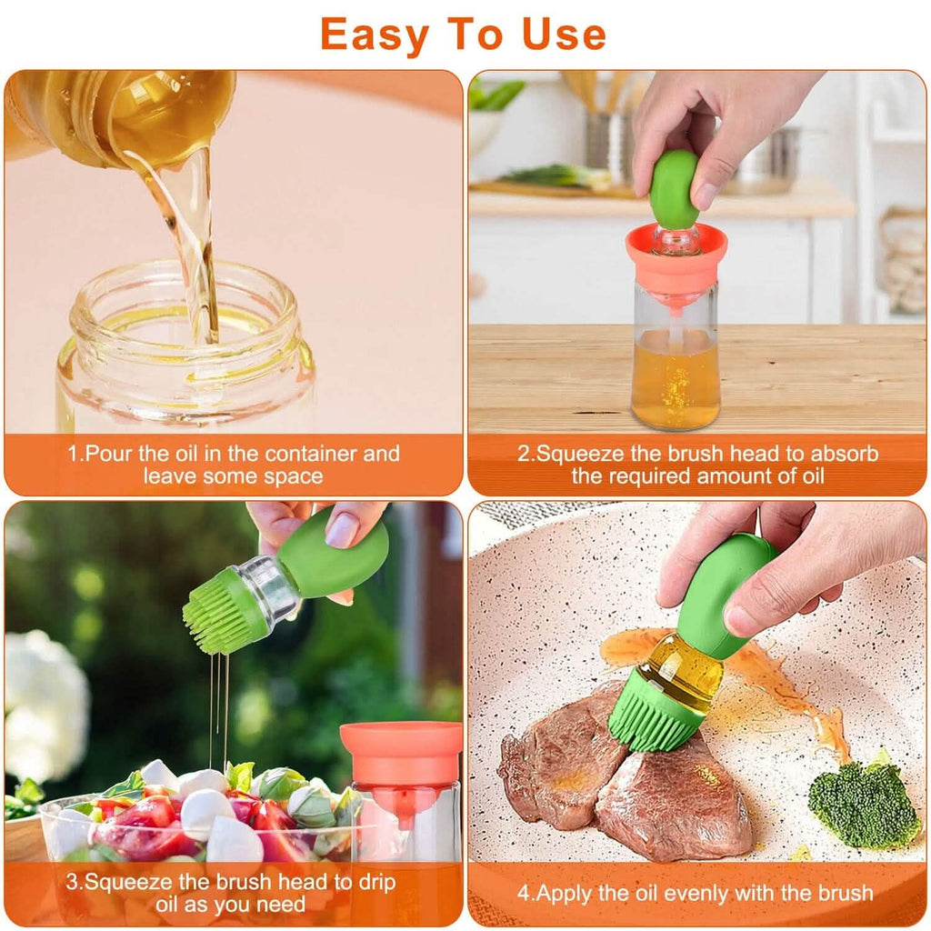 2-in-1 Glass Olive Oil Dispenser with Silicone Dropper