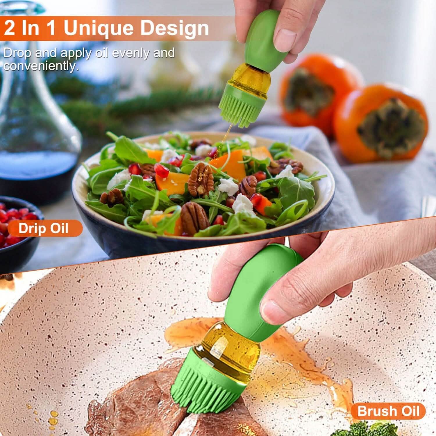 2-in-1 Glass Olive Oil Dispenser with Silicone Dropper