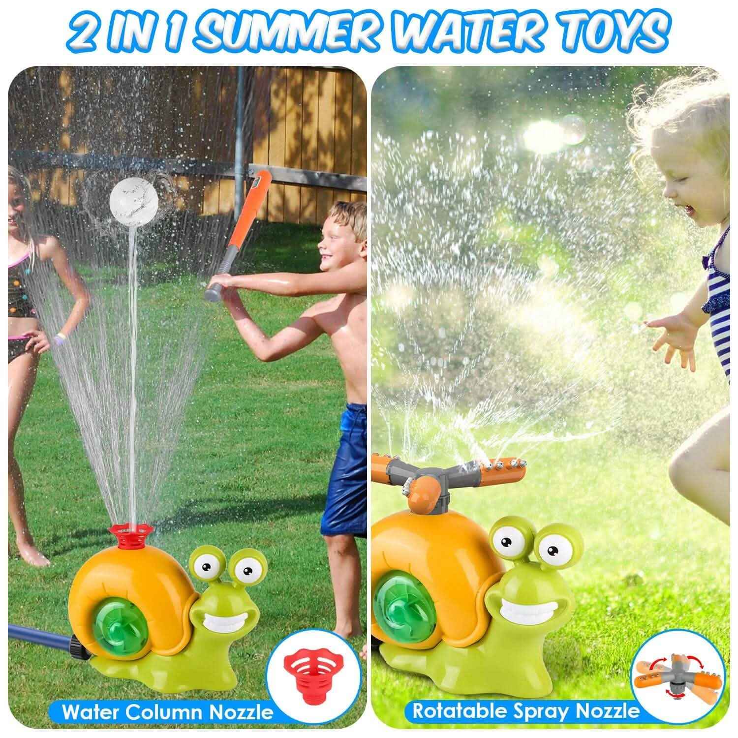 2-in-1 Snail Water Sprinkler Baseball Toy with 2 Sprinkler Nozzles