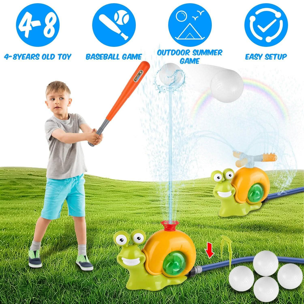 2-in-1 Snail Water Sprinkler Baseball Toy with 2 Sprinkler Nozzles