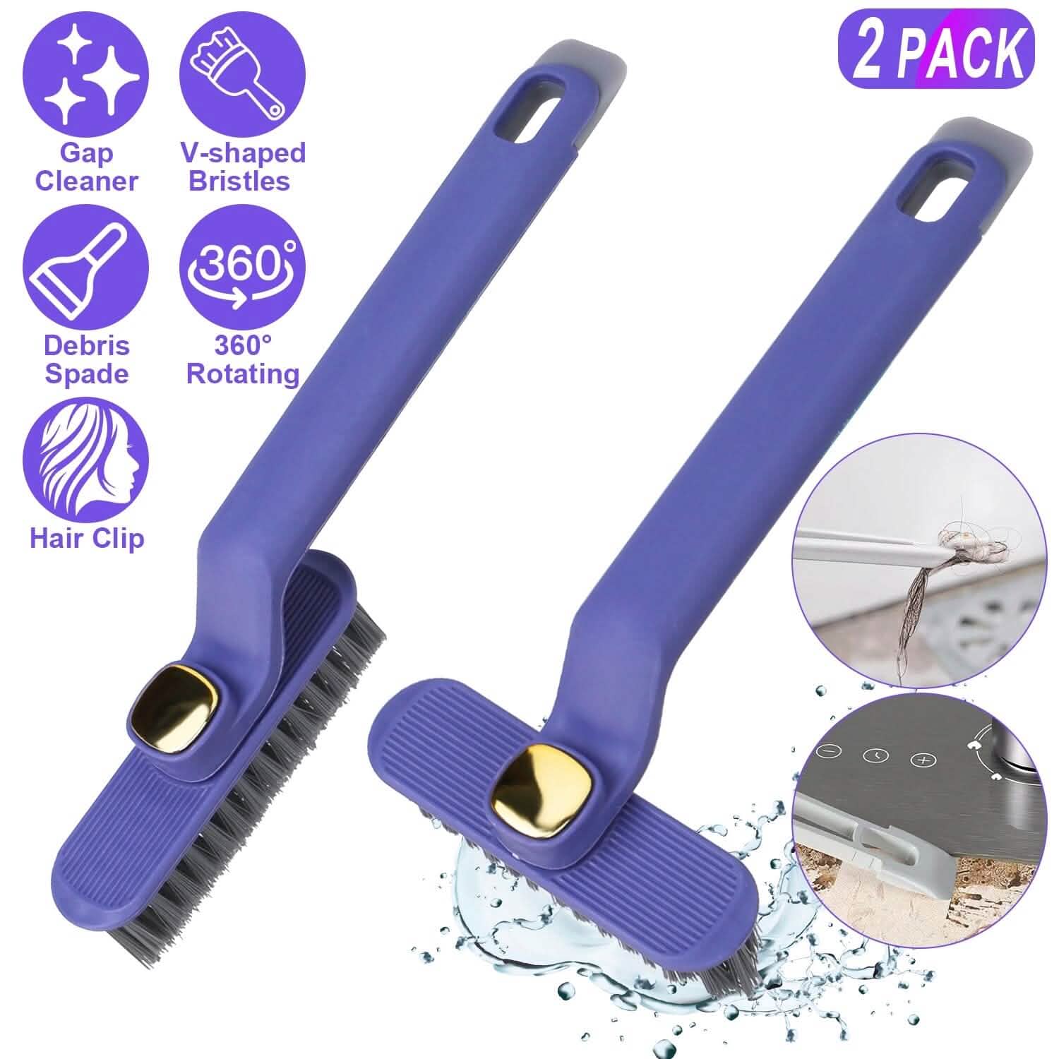 2-Pack: Crevice Cleaning Brush Stiff Bristle Brush Gap Cleaner