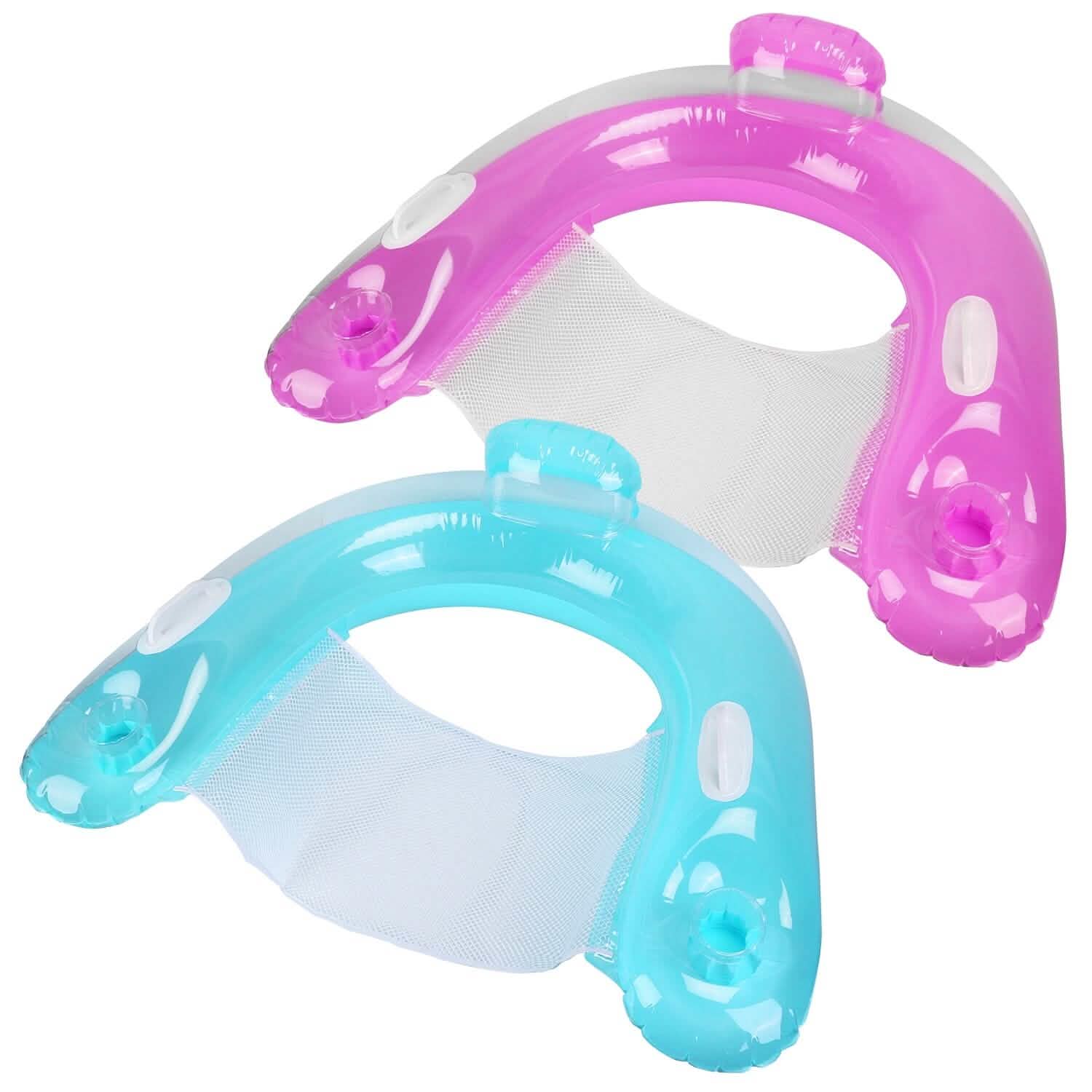 2-Pack: Inflatable Float Pool Chair with Cup Holder Arm Rest
