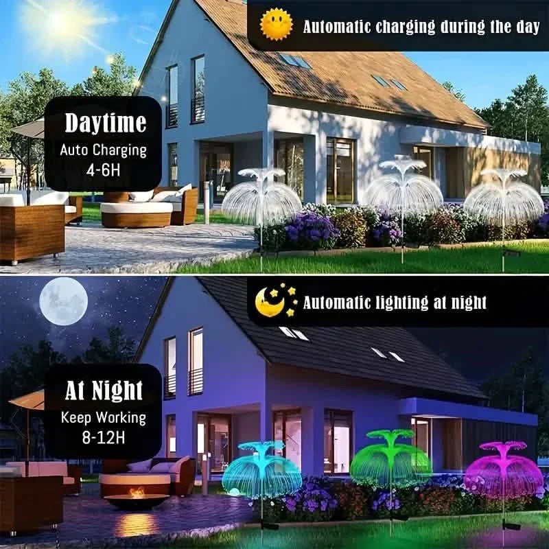2-Pack: Waterproof Solar Jellyfish Fiber Optic Light
