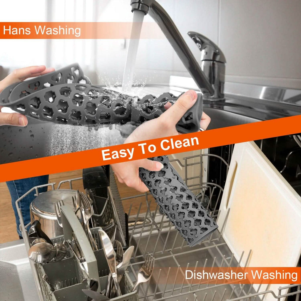 2-Piece: Silicon Grid Sink Mat with Central Drain Hole