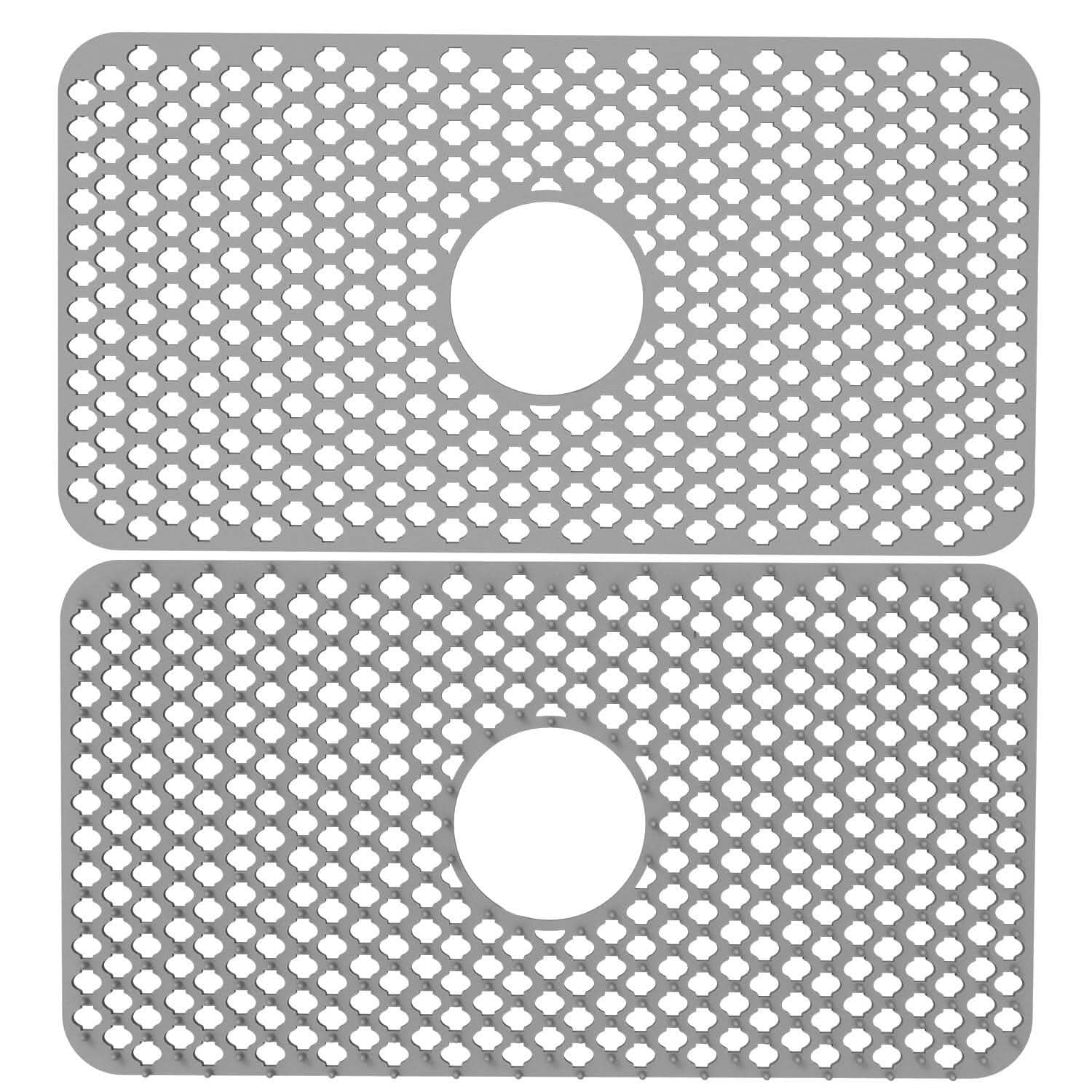 2-Piece: Silicon Grid Sink Mat with Central Drain Hole
