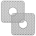 2-Piece: Silicon Grid Sink Mat with Central Drain Hole