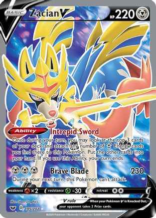 Zacian V (Full Art) 195/202 - SWSH01 Sword & Shield Base Set Holofoil
