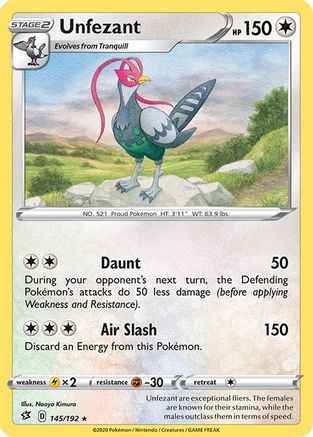 Unfezant 145/192 - SWSH02 Rebel Clash Reverse Holofoil