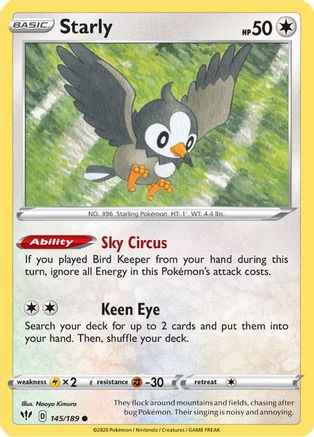 Starly 145/189 - SWSH03 Darkness Ablaze Reverse Holofoil