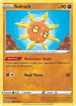 Solrock 092/189 - SWSH03 Darkness Ablaze