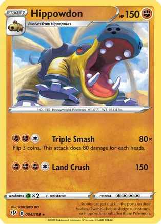 Hippowdon 094/189 - SWSH03 Darkness Ablaze Reverse Holofoil