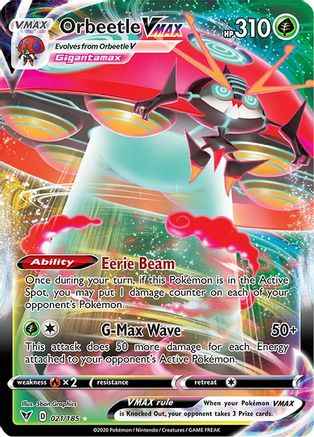 Orbeetle VMAX 021/185 - SWSH04 Vivid Voltage Holofoil