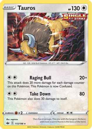 Tauros 115/198 - SWSH06 Chilling Reign Reverse Holofoil