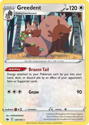 Greedent 128/198 - SWSH06 Chilling Reign Reverse Holofoil