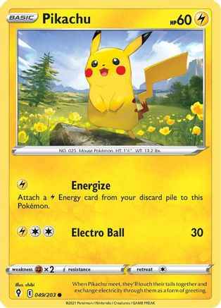 Pikachu 049/203 - SWSH07 Evolving Skies