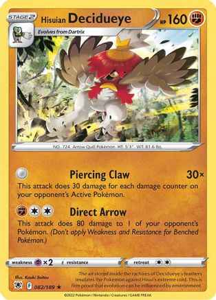 Hisuian Decidueye 082/189 - SWSH10 Astral Radiance Holofoil