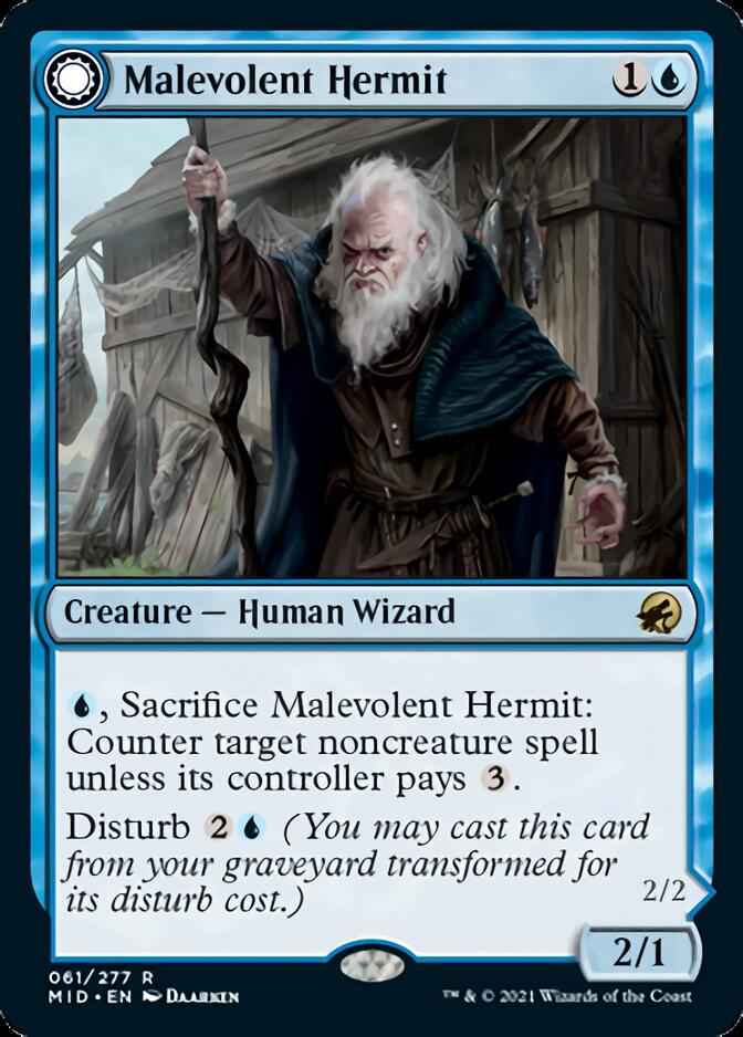 Malevolent Hermit // Benevolent Geist (MID-061) - Innistrad: Midnight Hunt: (Double Faced Transform)