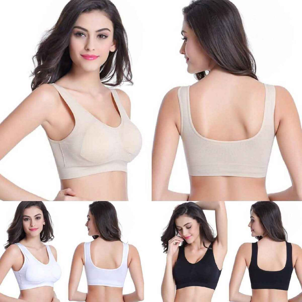3-Pack: Seamless Miracle Bras with Removable Pads - Assorted Color Sets