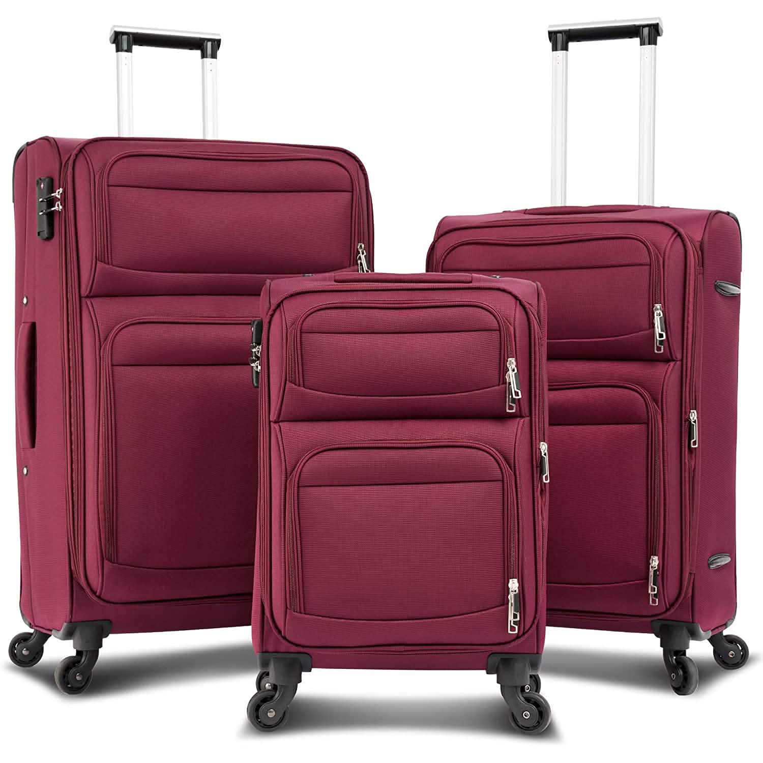 3-Pack: Softside Travel Luggage Set with TSA Lock
