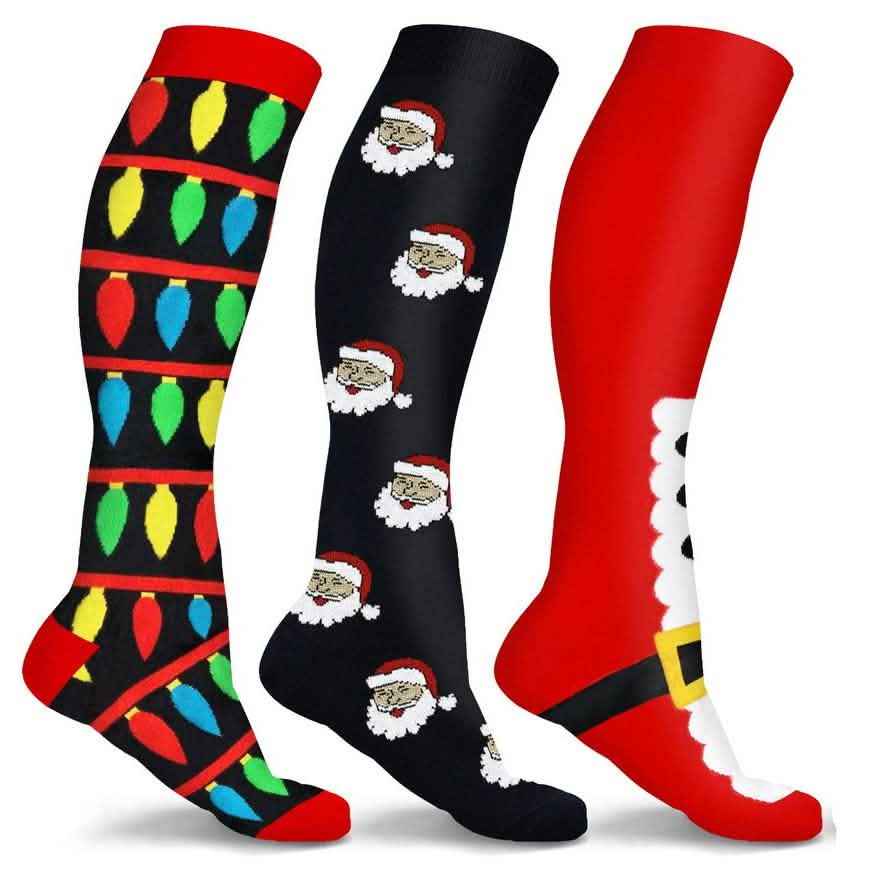 3-Pair: Holiday Knee-High Compression Socks