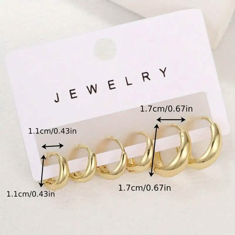3-Pairs: Stylish and Simple Copper Earrings