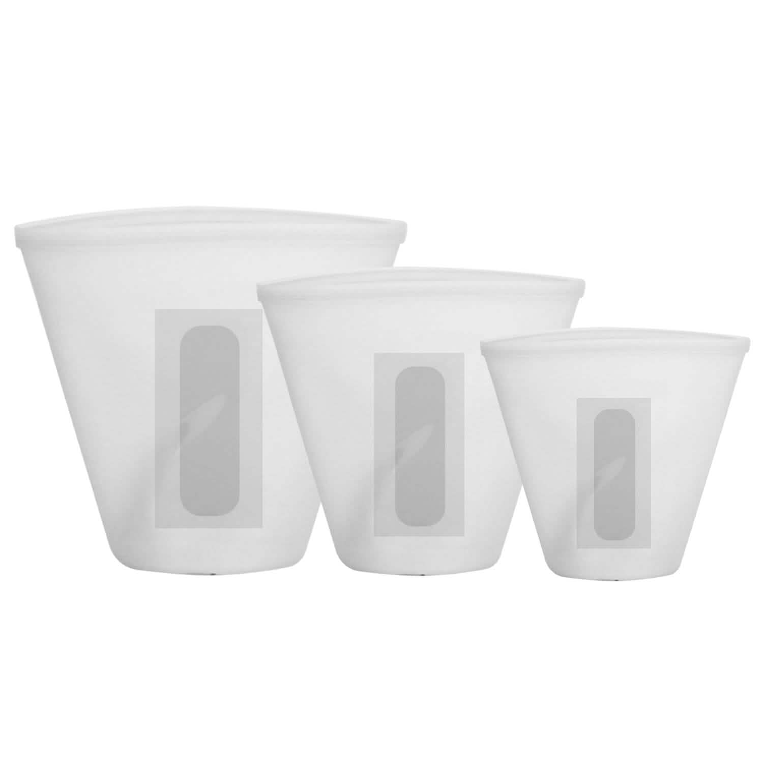 3-Pieces: Silicone Food Storage Bags Reusable Leakproof Food Container Set with 3 Seals