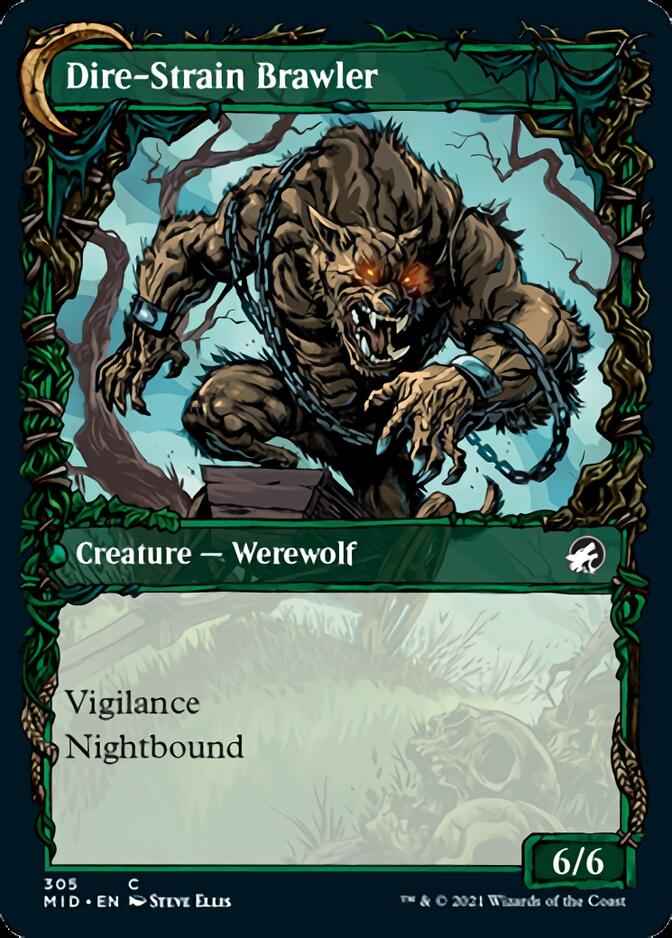 Tireless Hauler // Dire-Strain Brawler (MID-305) - Innistrad: Midnight Hunt: (Showcase, Double Faced Transform)