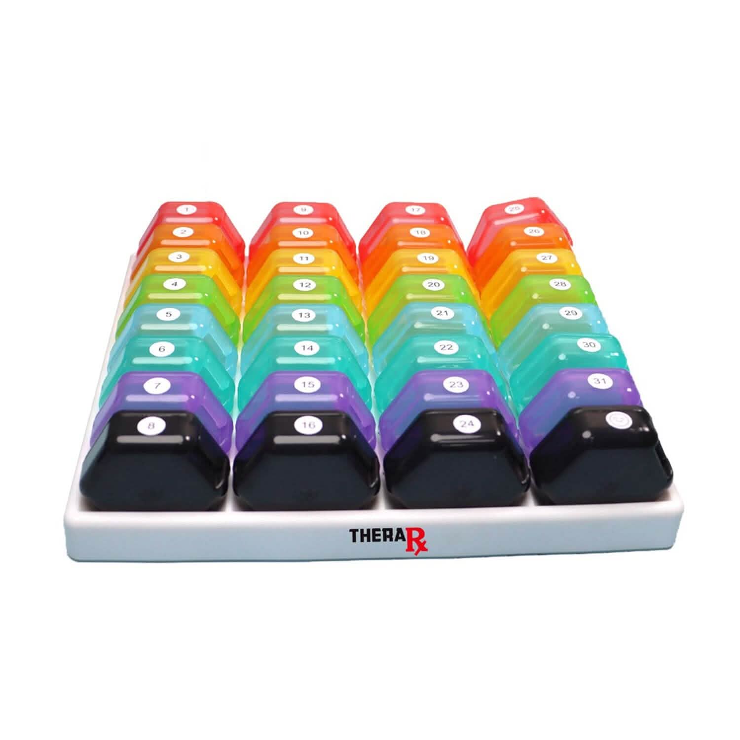 32-Pieces: Colored Compartments Monthly Pill, Medicine And Vitamin Organizer With Tray