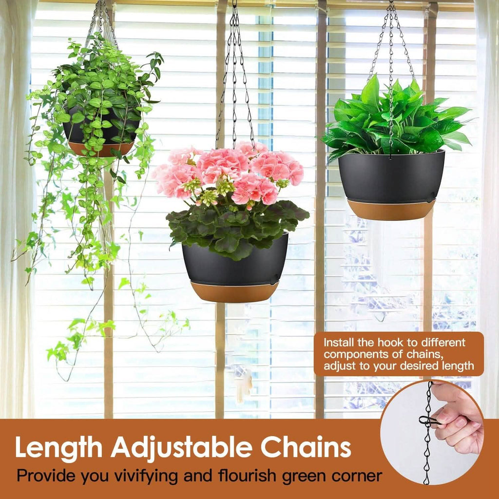 4-Piece: 9.64" Diameter Hanging Planter with Drainage Holes