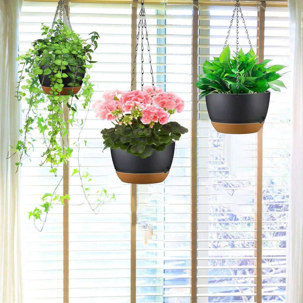 4-Piece: 9.64" Diameter Hanging Planter with Drainage Holes