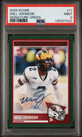 2025 Panini Score Rookie-Signature-Green Will Johnson 9 PSA #11