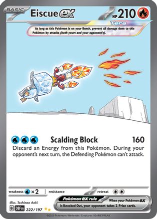 Eiscue ex 222/197 - SV03 Obsidian Flames Holofoil