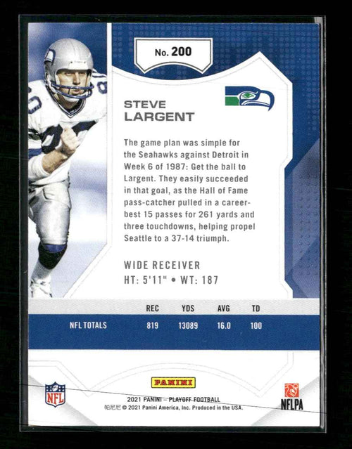 2021 Panini Playoff No Huddle Steve Largent #/10 #200