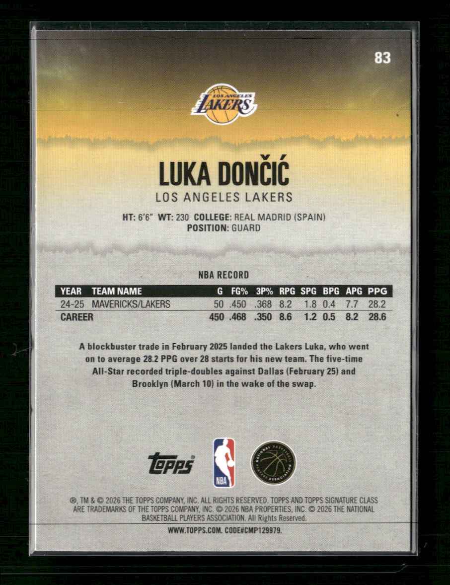 2025-26 Topps Signature Class Red /299 Luka Dončić #83