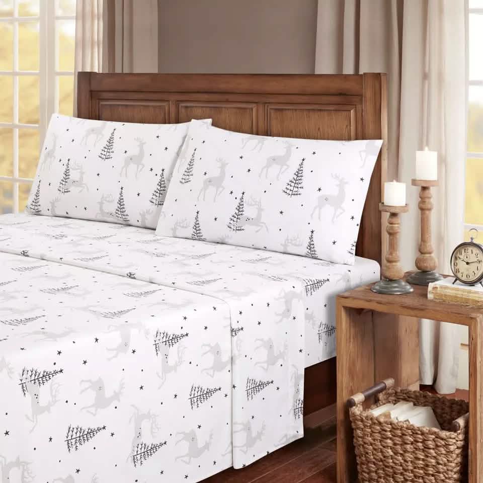 4-Piece: Kathy Ireland 100% Turkish Cotton Flannel Sheet Set