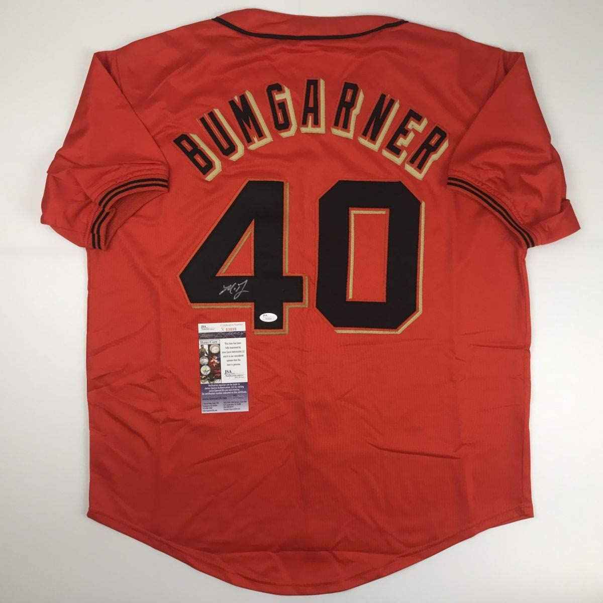 Autographed/Signed Madison Bumgarner San Francisco Orange Baseball Jersey JSA COA