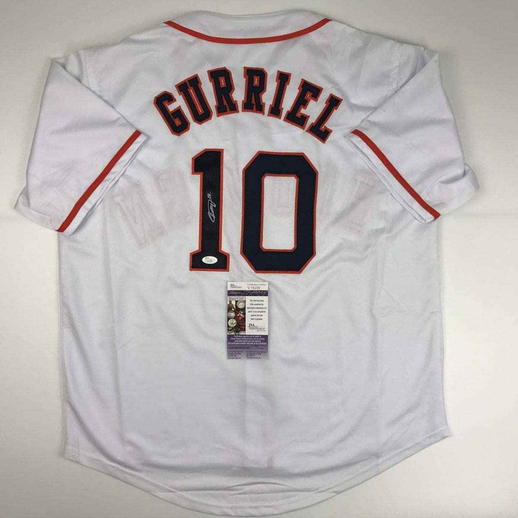 Autographed/Signed Yulieski Yuli Gurriel Houston White Baseball Jersey JSA COA