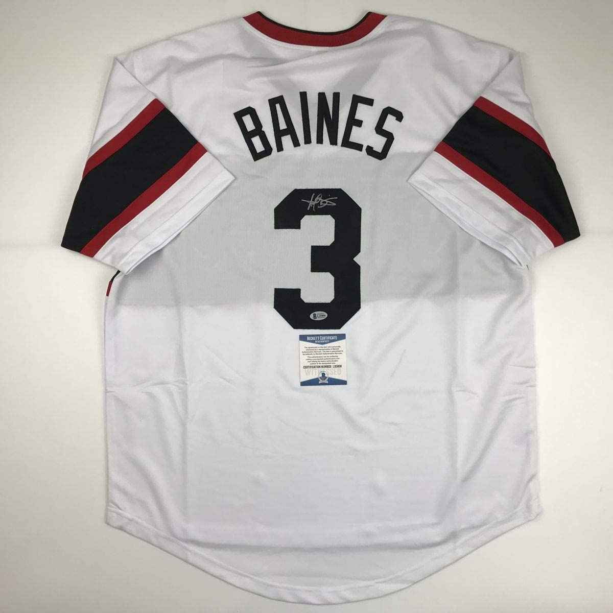 Autographed/Signed Harold Baines Chicago White Retro Baseball Jersey Beckett BAS COA