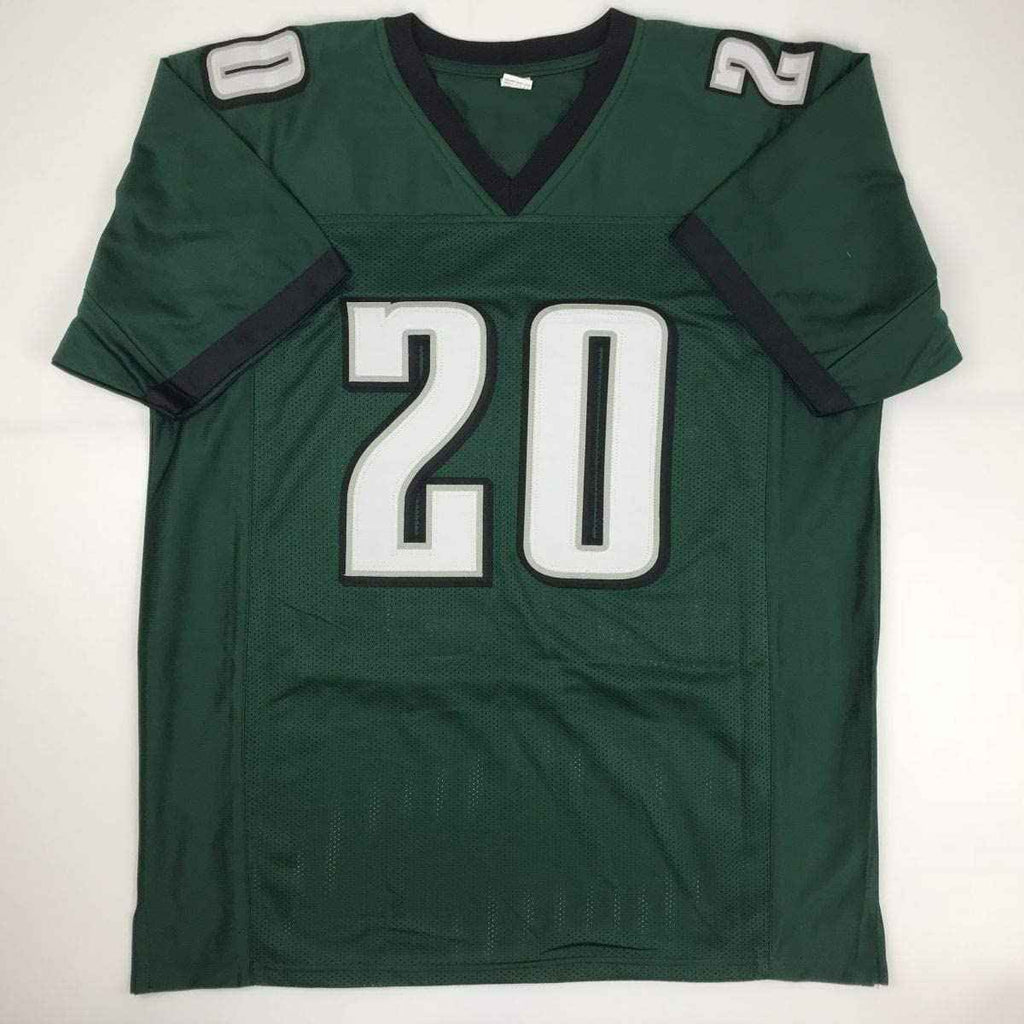 Autographed/Signed Brian Dawkins Inscribed Last To Wear #20 Philadelphia Green Football Jersey JSA COA