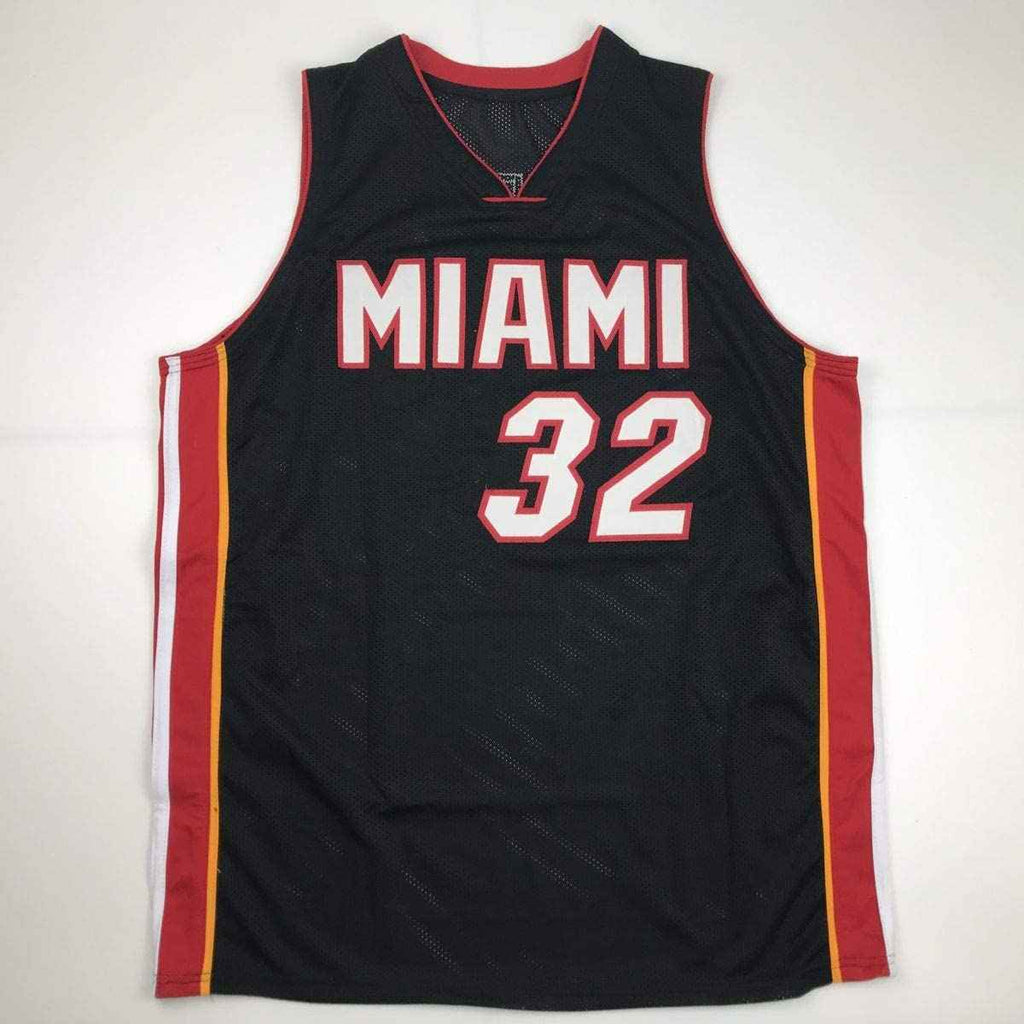 Autographed/Signed Shaquille Shaq O'Neal Miami Black Basketball Jersey Beckett BAS COA