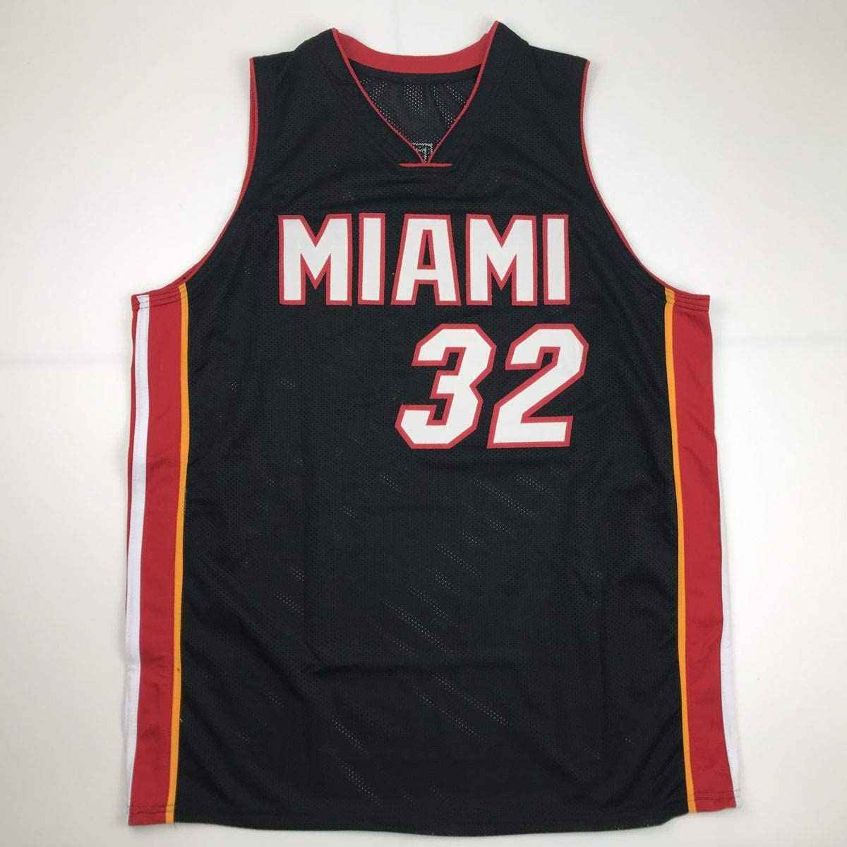 Autographed/Signed Shaquille Shaq O'Neal Miami Black Basketball Jersey Beckett BAS COA