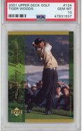 Graded 2001 Upper Deck UD Golf Tiger Woods #124 Rookie RC Golf Card PSA 10 Gem Mint