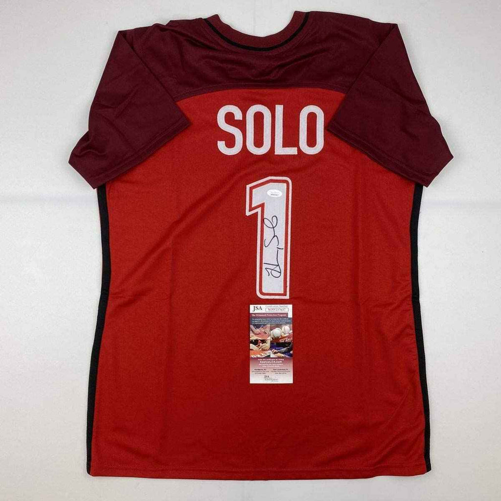 Autographed/Signed Hope Solo Red Soccer Team USA World Cup Jersey JSA COA